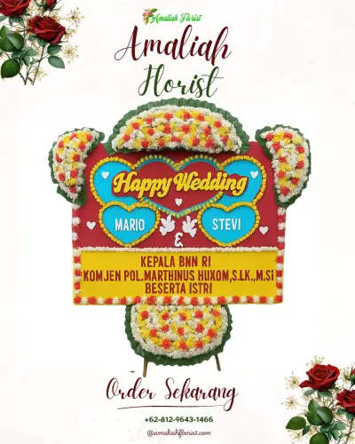 Karangan Papan Bunga Pernikahan di Sukarami